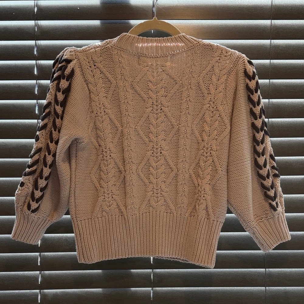Pink Martini Beige and Dark Brown Patterned Sweater - Picture 2 of 2